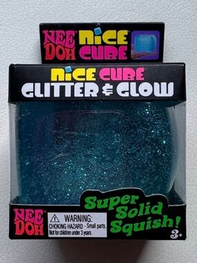 SHIPS TODAY! Nee Doh Nice Cube Glitter Glow Blue Squishy TikTok Viral Toy